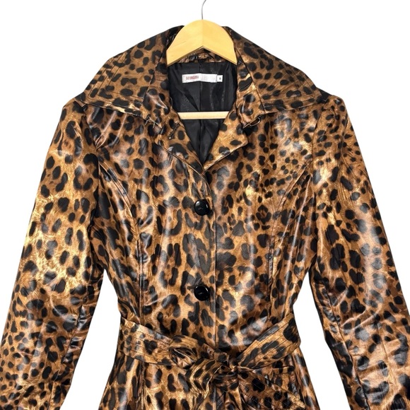 Georgiou Studio jacket leopard print belted lightweight trench coat size S - Picture 4 of 8